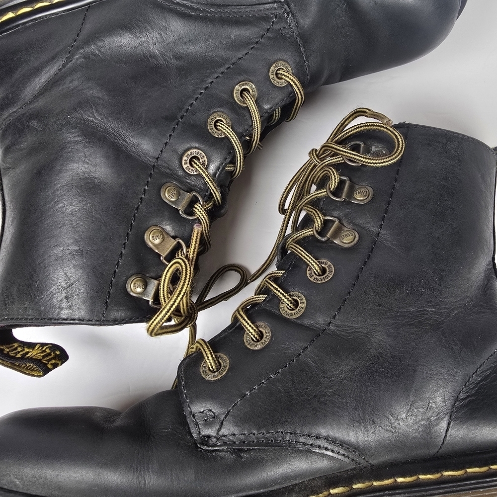 Dr. Martens Luana Black Leather Lace Up Combat Boots Women's Sz 10 - Picture 9 of 12